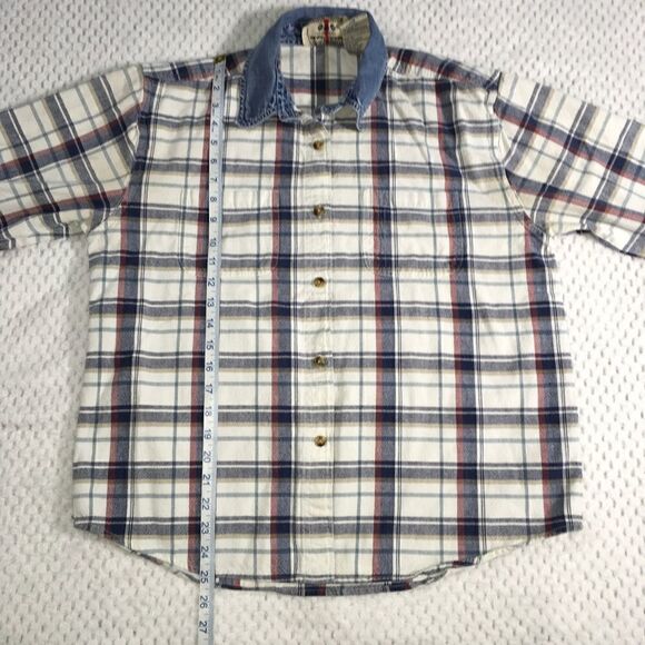 Erika Casuals Clothing Co White and Blue Plaid Button Up Shirt Size Large - Picture 4 of 7
